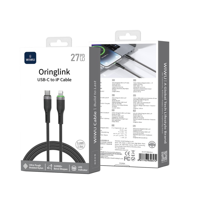WiWU Oringlink USB-C to Lightning kábel 1m 27W