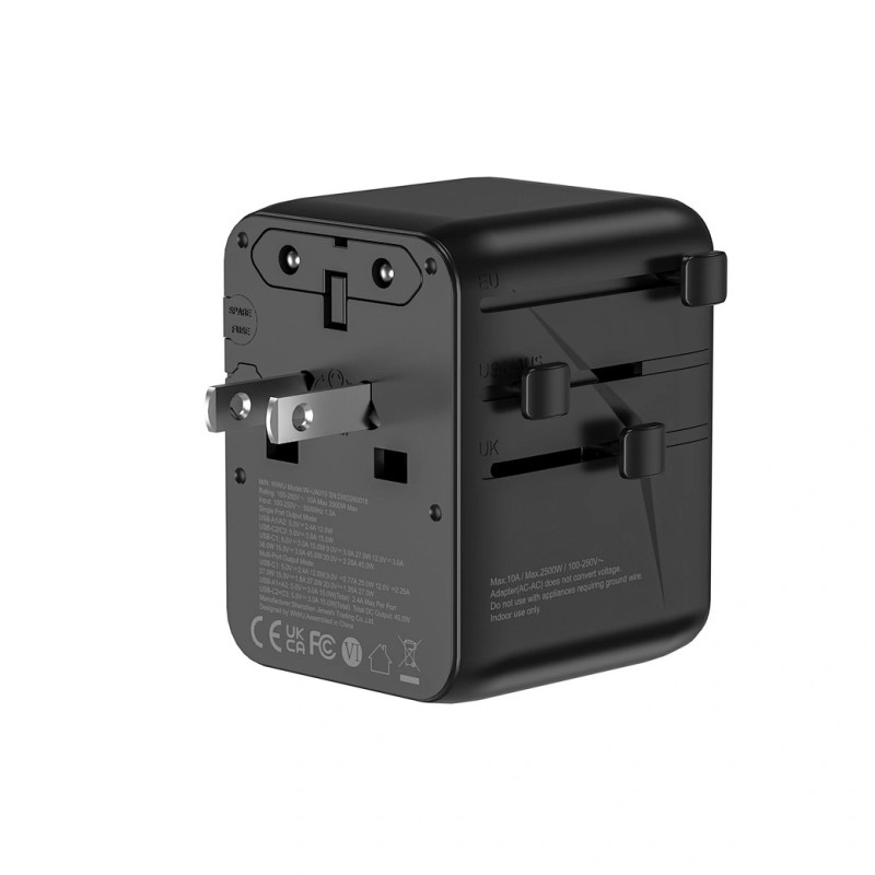 WiWU Warrior GaN 45W Univerzálny Adaptér s Vysúvacími Konektormi
