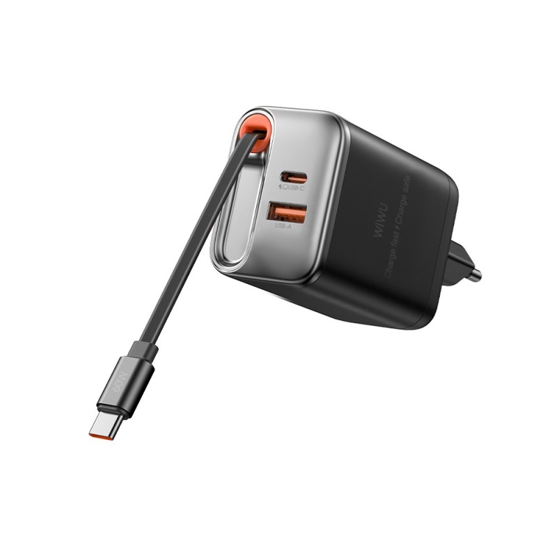 WiWU Helix Adaptér 67W so vstavaním káblom + USB-A , USB-C