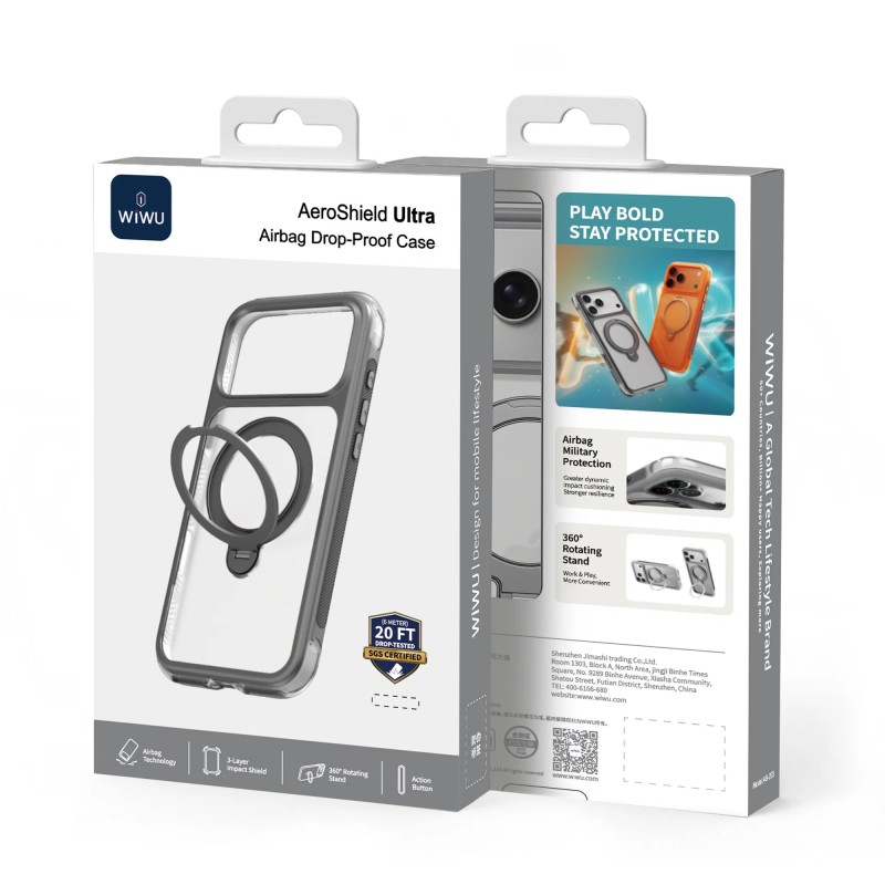 WiWU AeroShield Ultra Magnetic Stand pre iPhone 17 Pro - Grey