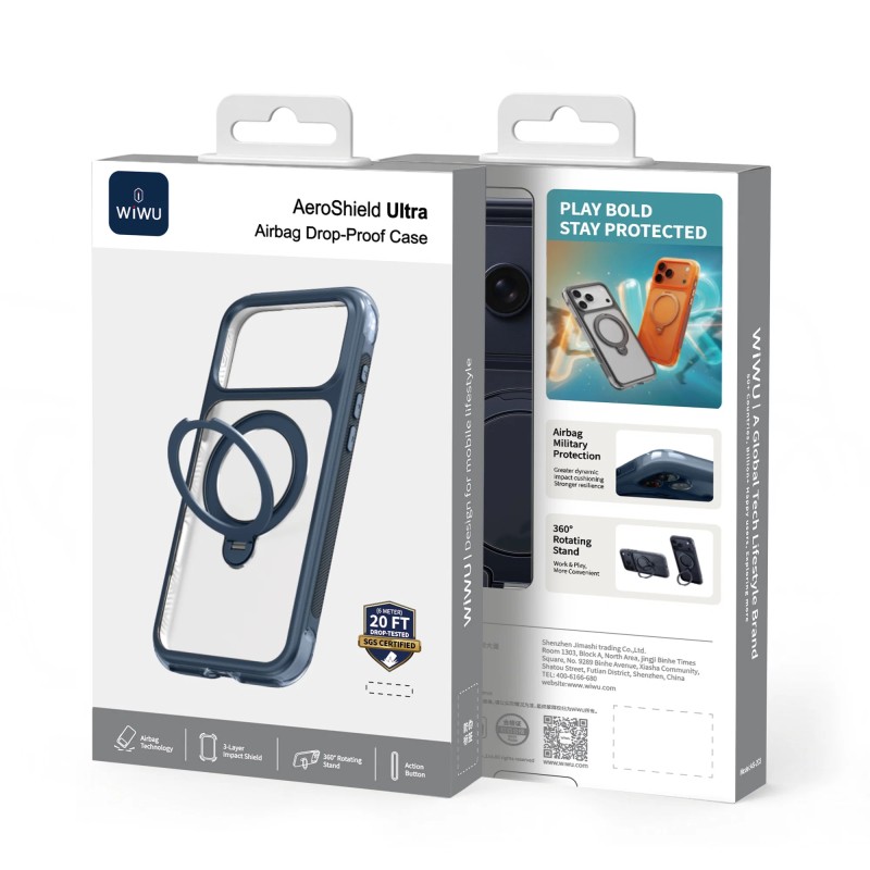 WiWU AeroShield Ultra Magnetic Stand pre iPhone 17 Pro Max - Dark Blue