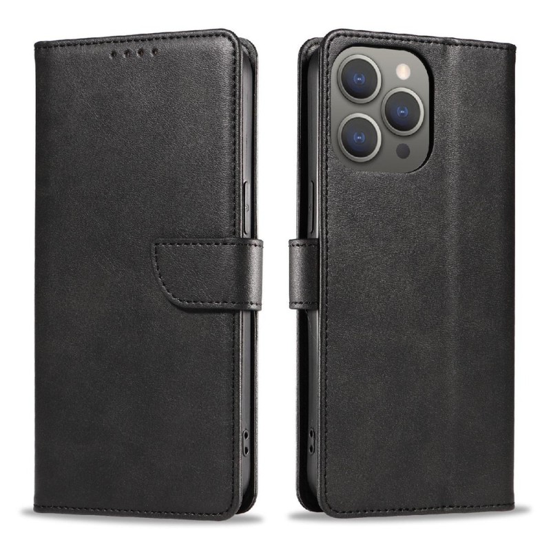 Kožené knížkové púzdro pre iPhone 16 Pro - Black