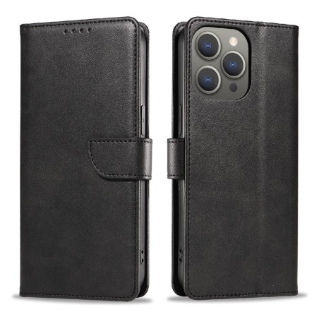 Kožené knížkové púzdro pre iPhone 16 Pro - Black