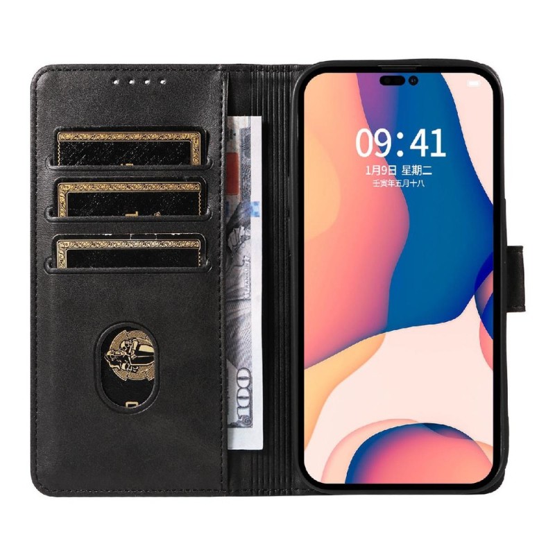 Kožené knížkové púzdro pre iPhone 16 Pro - Black